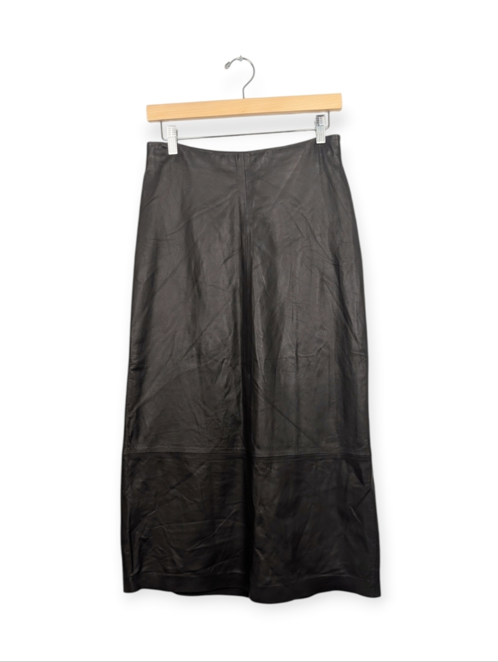 Vince Leather Skirt 4 Chocolate Brown High Waist Straight Lambskin Luxury